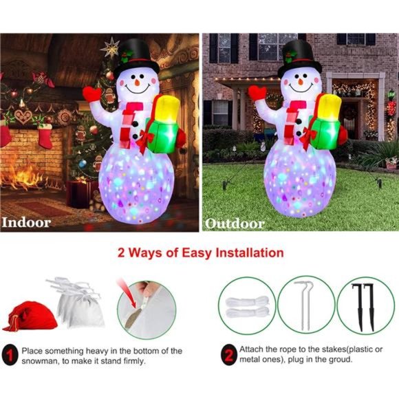 Christmas Inflatable Snowman Christmas Decorations with Bright Led Light, 5Ft - Picture 6 of 7